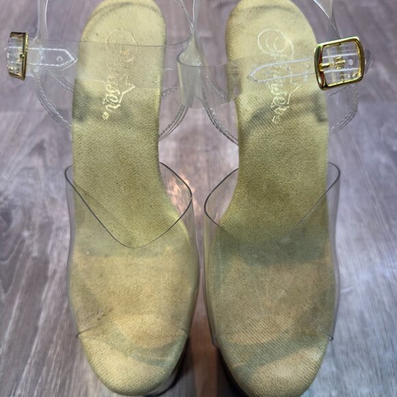 Pleaser Flamingo-808 Clear/Gold Heels — Size 8 👑💛 - Picture 5 of 6